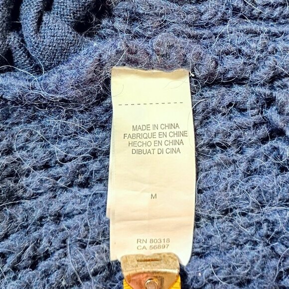 Lucky Brand Women’s M Chunky Knit Wool Alpaca Zip Cardigan Sweater Navy Blue - Picture 11 of 13